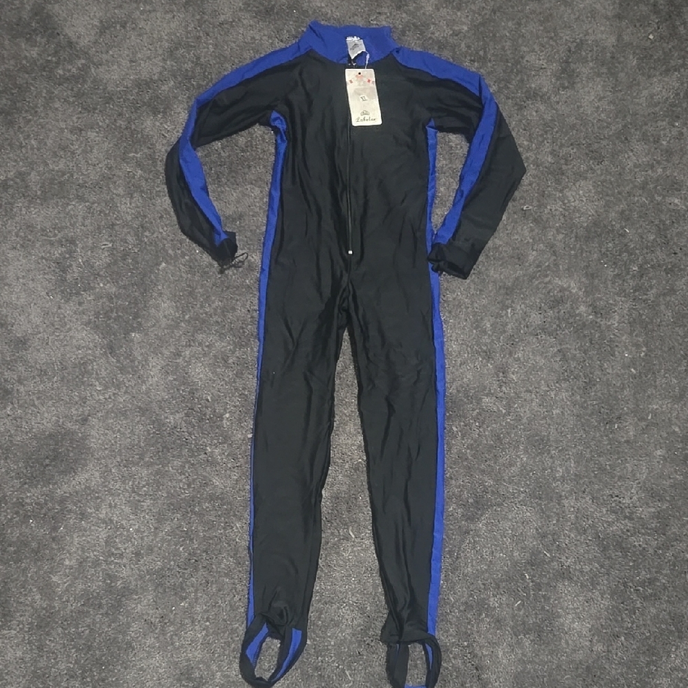 Kids Black and Blue One Piece Rash Guard